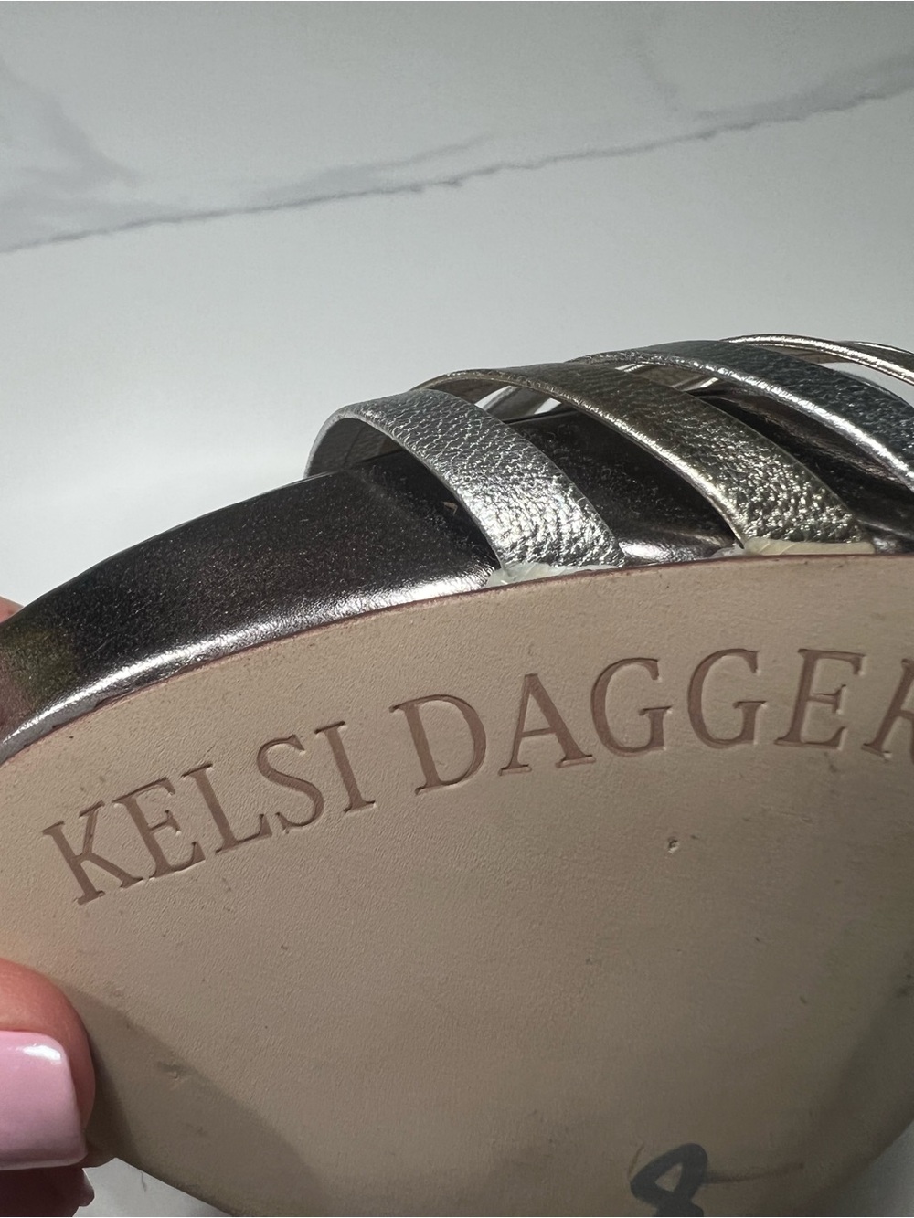 Kelsi Dagger Metallic Silver Strappy High Heel Sandals - Women's. Size 7.5 - Picture 4 of 7